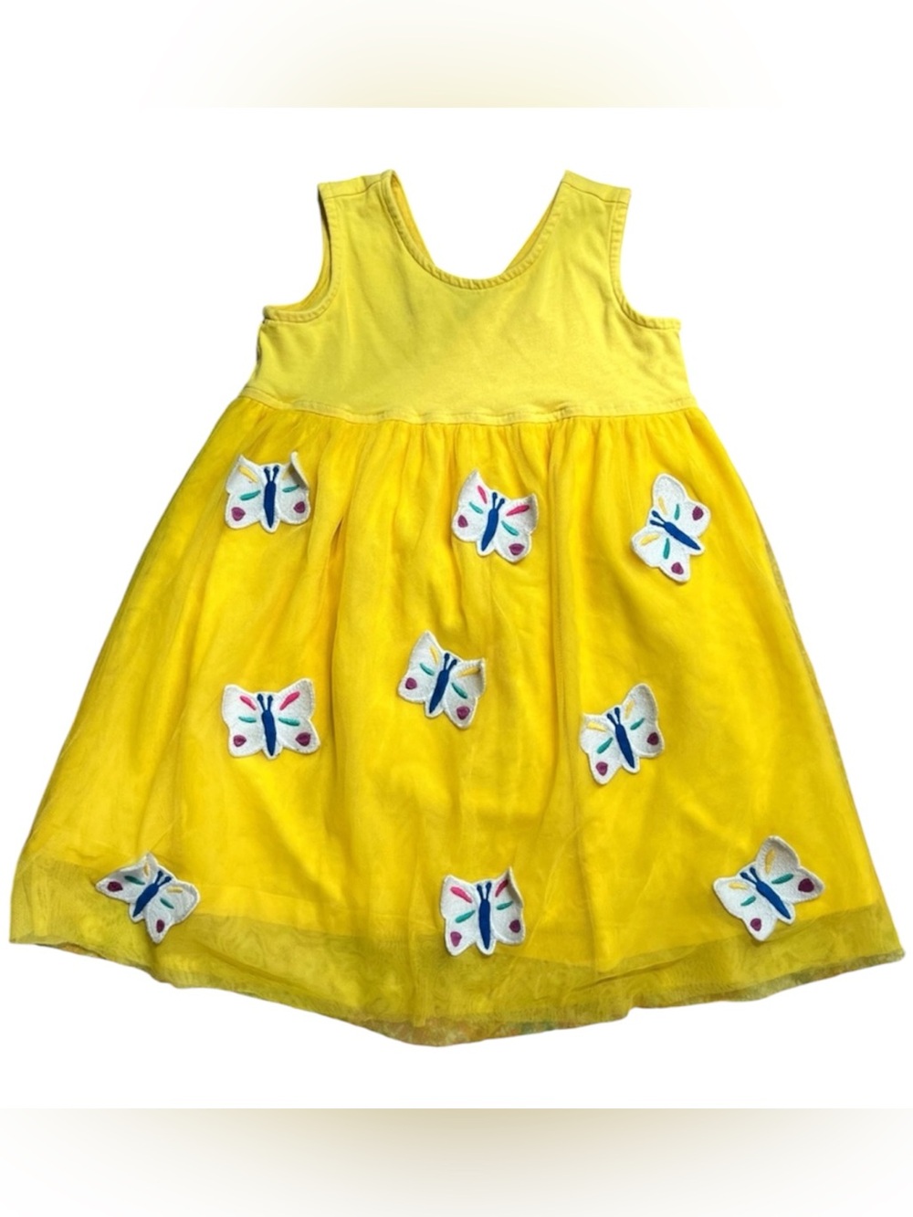 Hanna Andersson Girls' yellow Butterfly Appliqué Dress size 6/7 120 cm